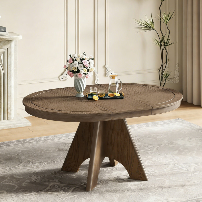 Table de salle à manger extensible de style rustique pour table de campagne rustique Trexm de 4-6, 42 à 58 pouces avec finition patinée et pieds croisés robustes (espresso)
