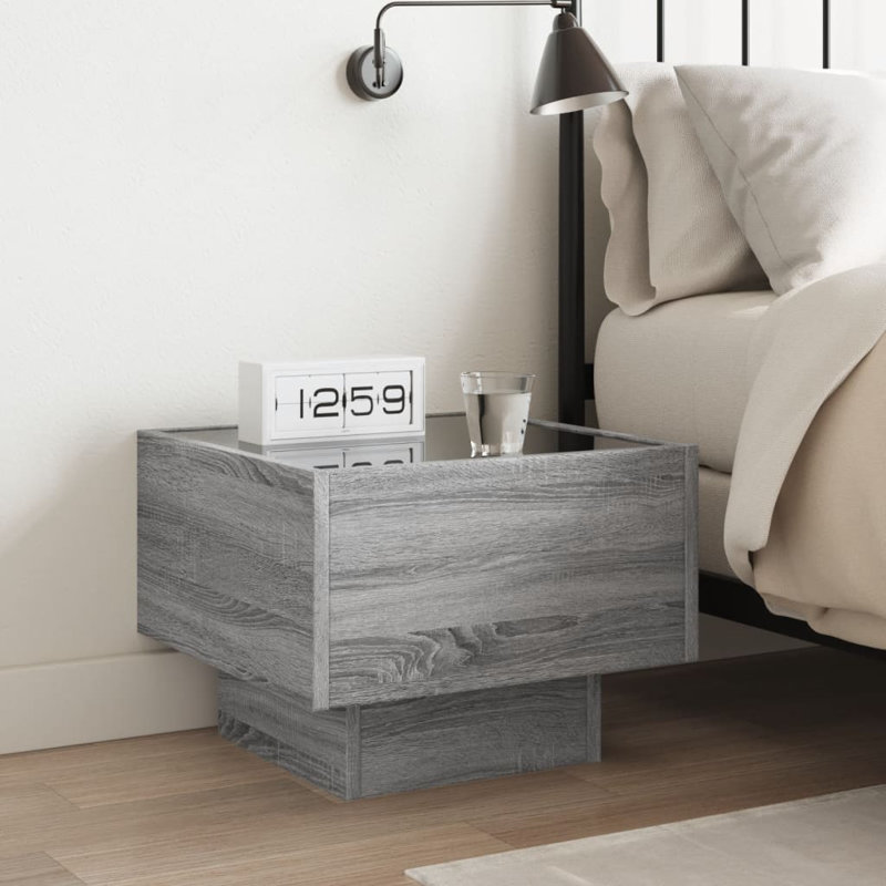 Dasaun 40cm W Manufactured Wood Bedside Table, Grey Sonoma 