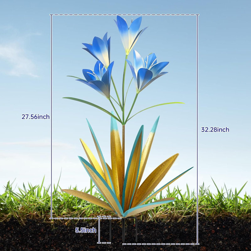Metal Garden Statue, Blue