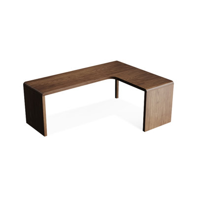 86.61"Walnut L-Shaped Solid Wood desk