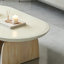 Table basse ovale en bois massif blanc crème-129490942