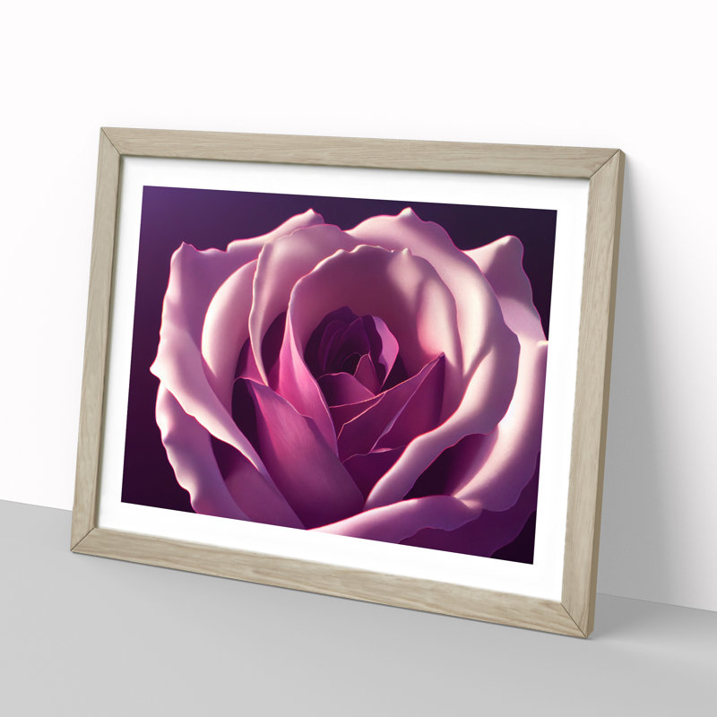 Dazzling Rose Flower - Single Picture Frame Print, 25cm H x 34cm W x 2cm D, Oak