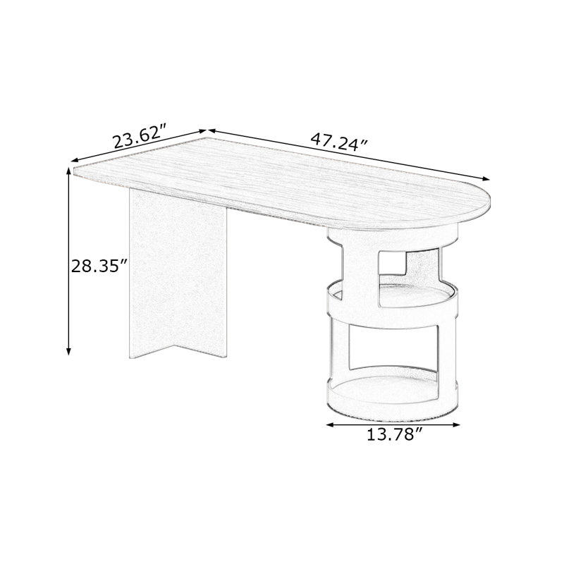 Walnut Specialty Solid Wood Desks, 28.35" H x 47.24" W x 23.62" D