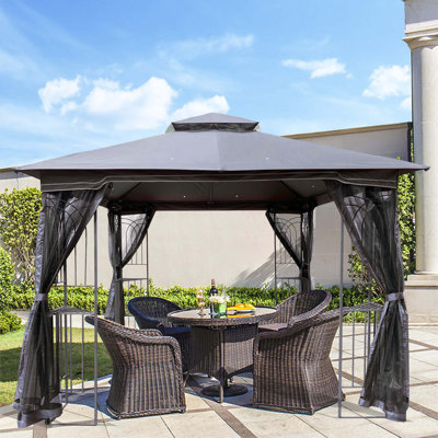10X10 Outdoor Patio Gazebo Canopy Tent With Ventilated Double Roof And Mosquito Net(Detachable Mesh Screen On All Sides),Suitable For Lawn, Garden, Backyard And Deck Top