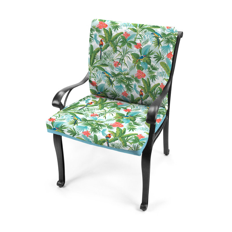 21" x 44" Outdoor Chair Cushion with Ties and Loop, Multi-Colored