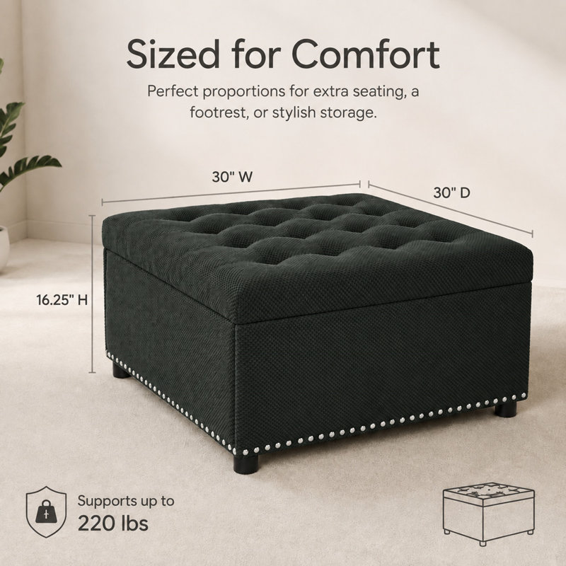 Repose-pieds avec rangement, repose-pieds capitonné, Dark grey