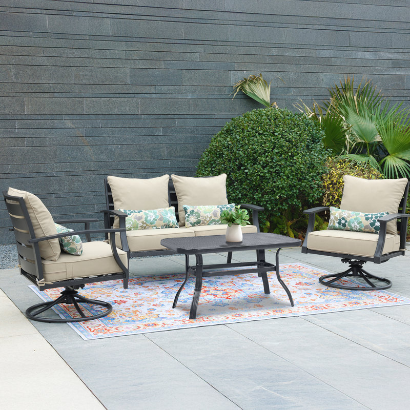 Lucy Outdoor Seat and Back Cushion（Set of 2 Seats, 2 Backs, 2 Pillows), Brown