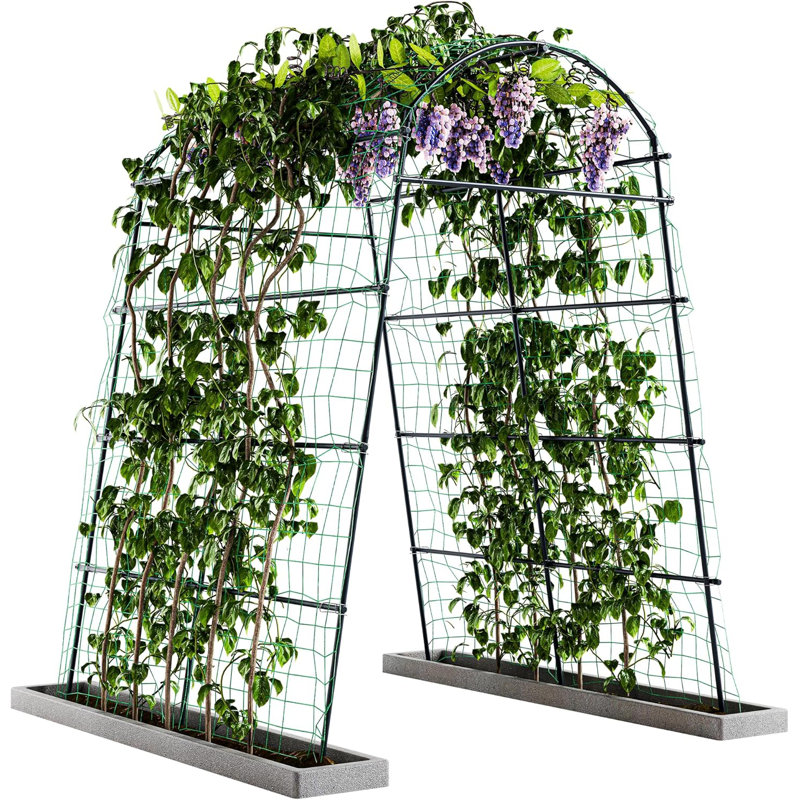 Treillis de jardin en acier inoxydable durable de 88 po Sohvi, revêtement en polyuréthane antirouille pour plantes grimpantes
