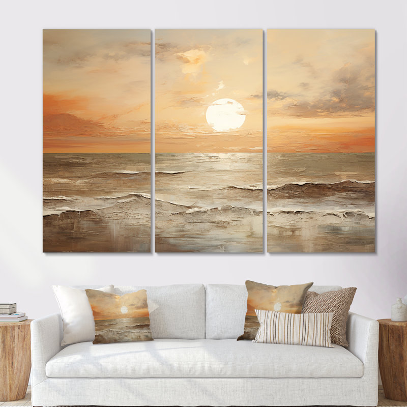 Pless - Coastal Sunset, ensemble d'art sur toile, Toile tendue, H 40 po x l 60 po x P 1 po