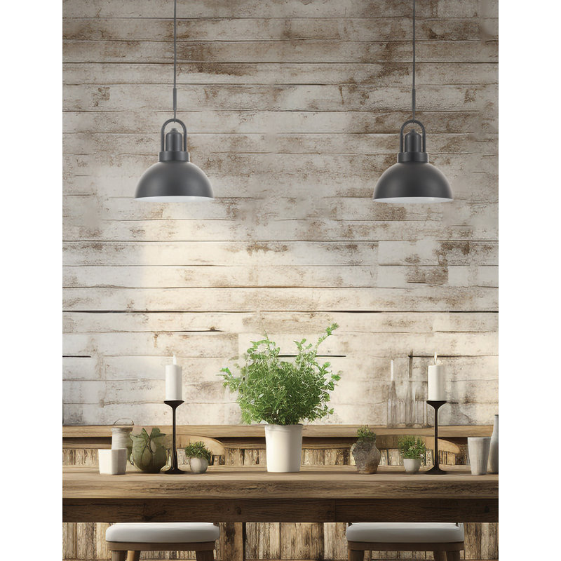 Luminaire suspendu 1 lumière Reveka, Noir mat