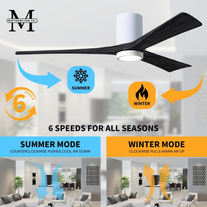 Irene LED Ceiling Fan, 60", Matte Black, Gloss White