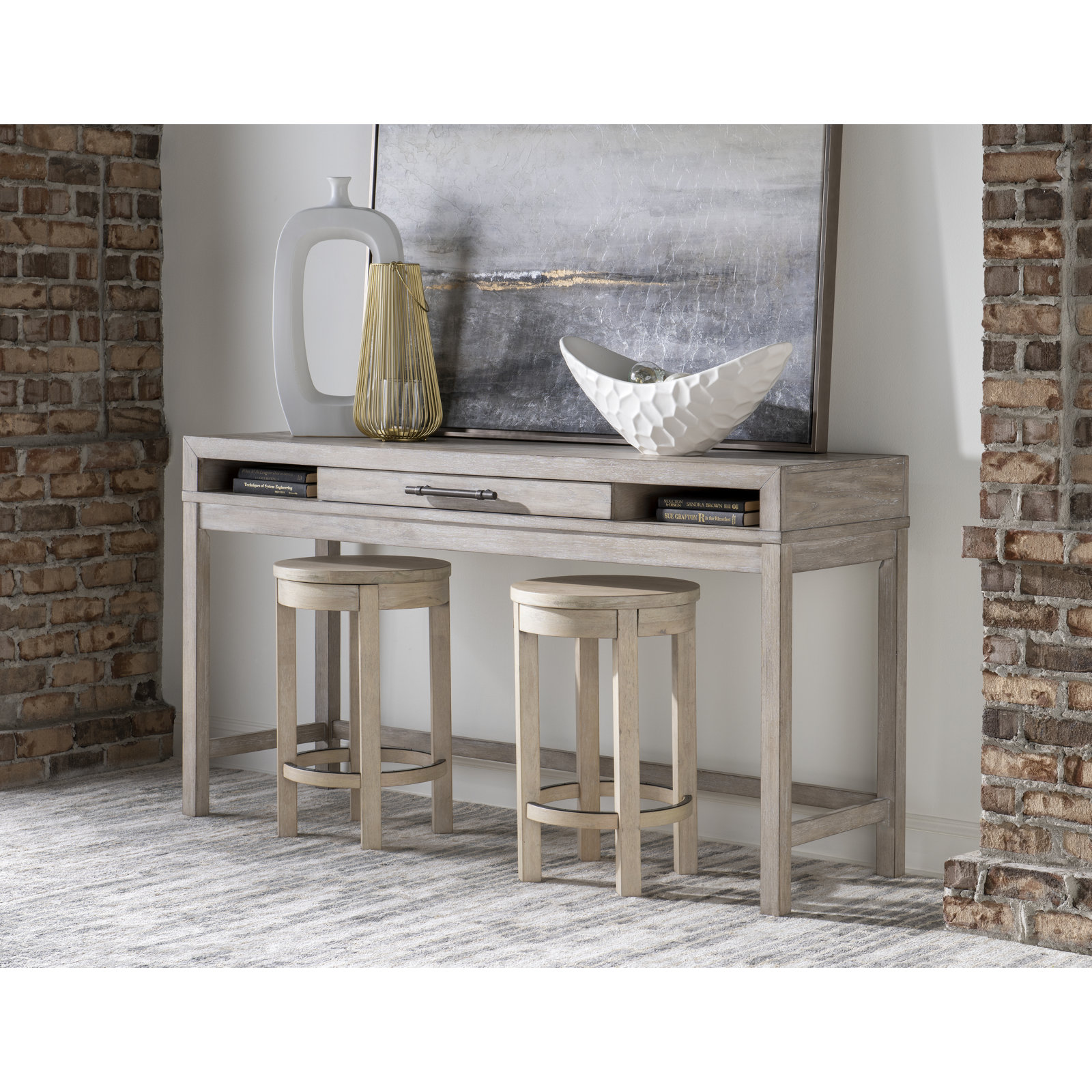 Appleton 66'' Console Table, Weathered Oak