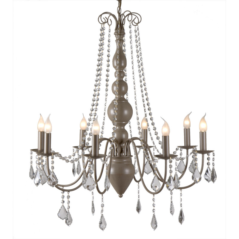 Cogburn 8 - Light Candle Style Chandelier, Pale Taupe Metal