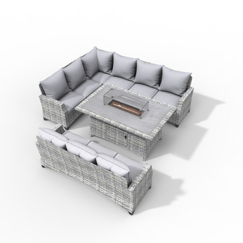 Wicker 3 - Person Patio Conversation Set with Cushions