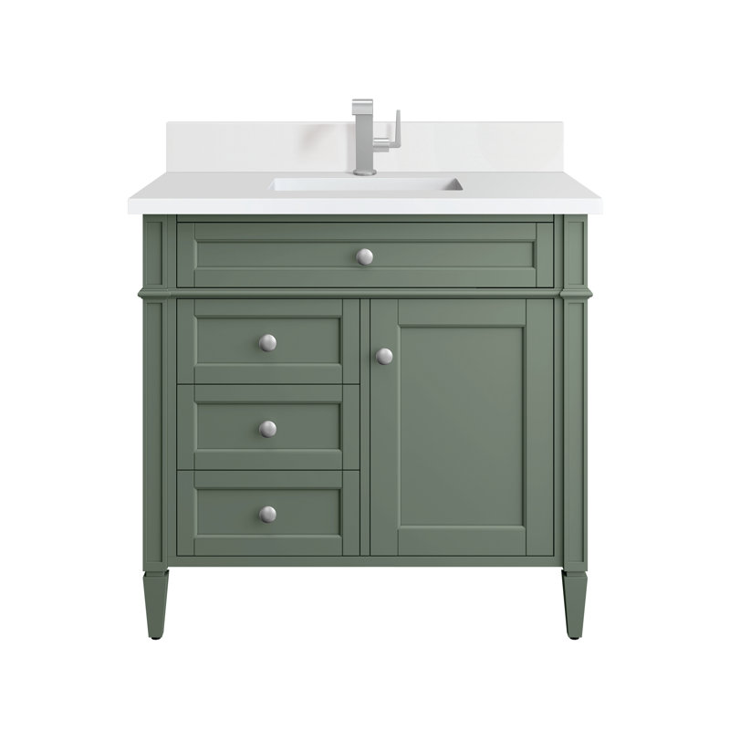 Brittany 36'' W Single Vanity, Smokey Celadon, White Zeus, Single-Hole