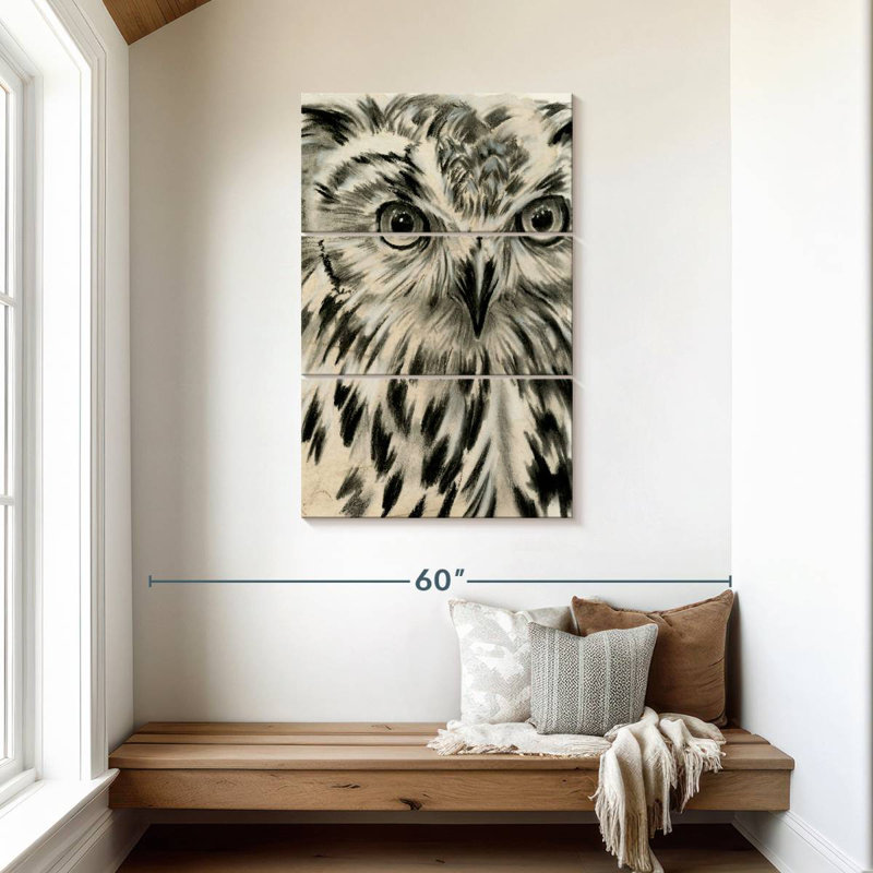 Hibou gris anthracite I, H 45 po x l 28 po