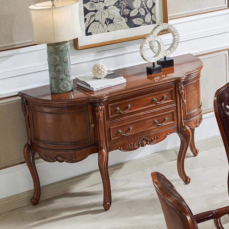 Luxueuse console de style européen, H 37 po x l 70,9 po x P 17,7 po, Brun