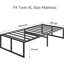 Structure de lit robuste en métal simple TG avec hauteur de 16 pouces, aucun sommier requis, assemblage facile et espace de rangement sous le lit-1321656266
