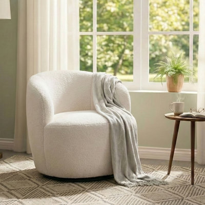 Teddy Fabric Swivel Accent Armchair Barrel Chair