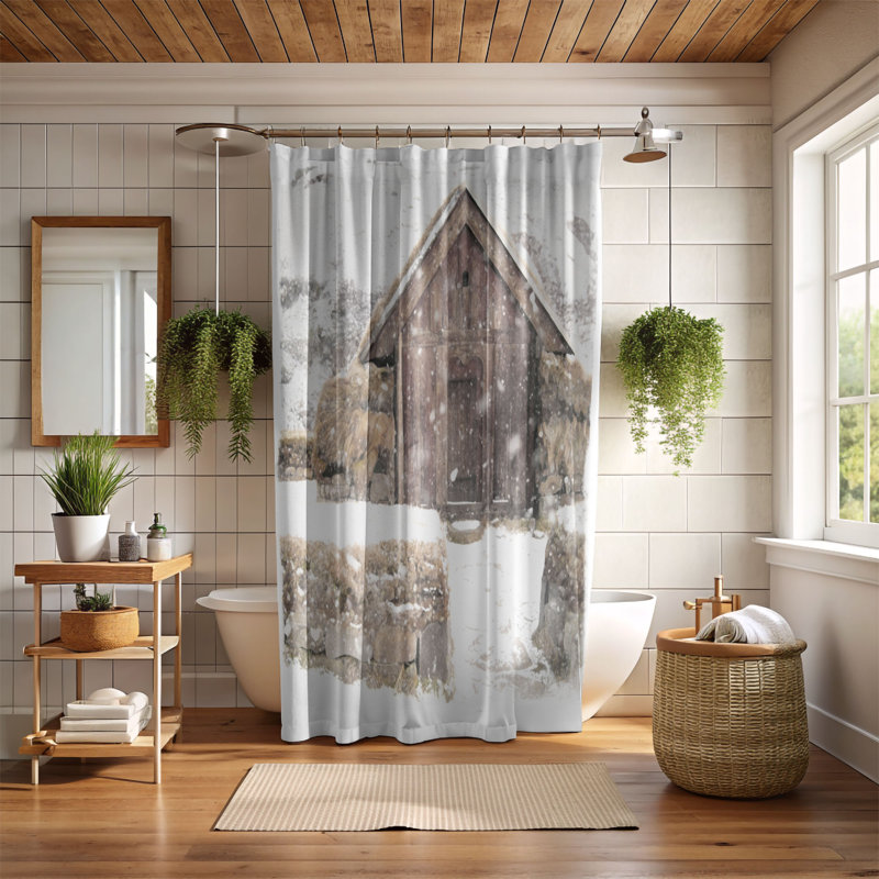 Cinnamon Frost Fields - 1 Piece Premium Shower Curtain, H 74 po x l 71 po