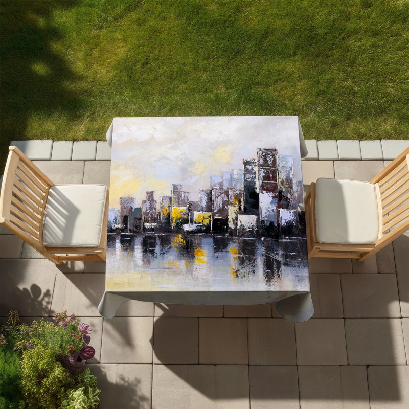 Industrial Bedroom Cities Tablecloth - Abstract City Morning Decor