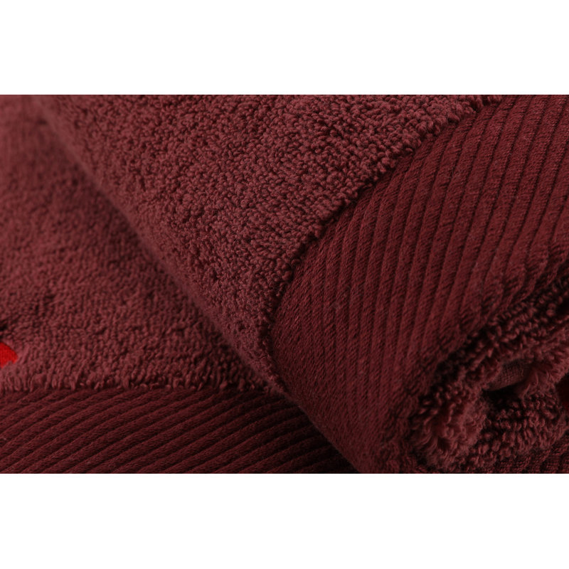 Ensemble de 2 serviettes 100% coton Jazmenn, Fuchsia / rouge