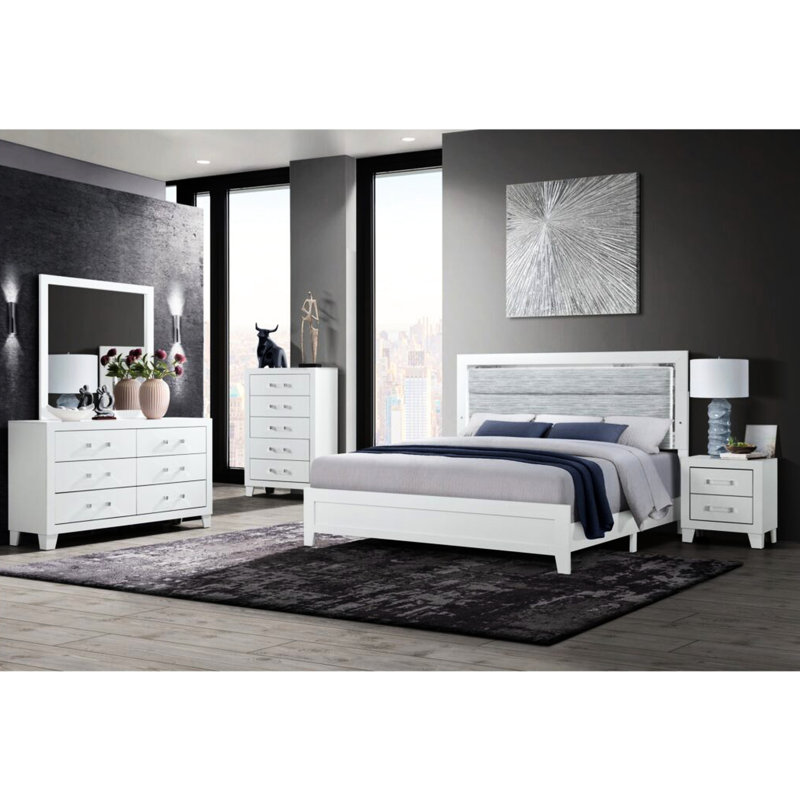 Modern Engineered Wood Nightstand In White, 42.24 Lb Package Weight Contemporary Acrylic Trim 16.49 Width - Sleek Option