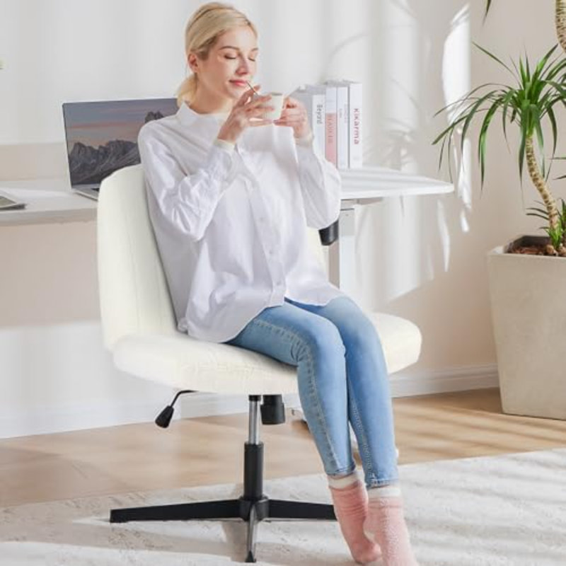Chaise de bureau Criss Cross Cross Legless, Beige Fabric, No