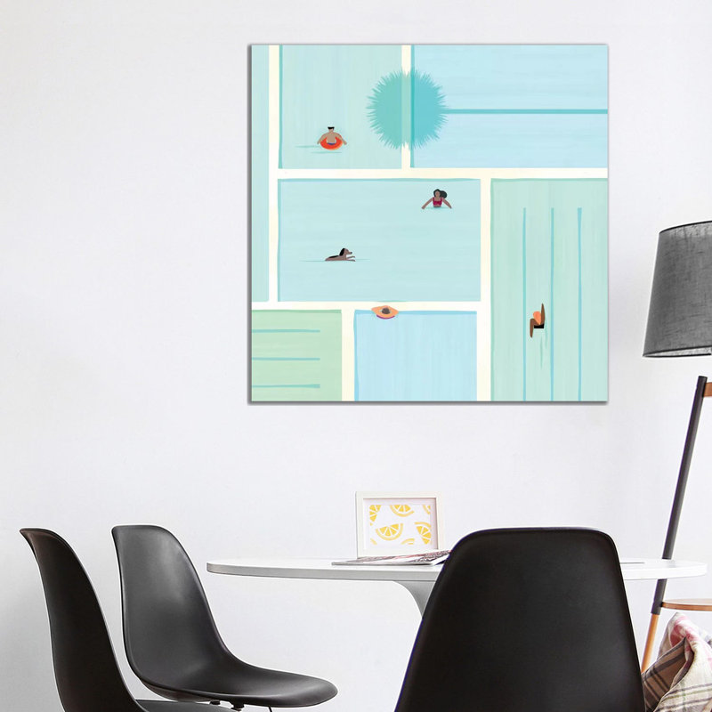 Saturdays At The Pool by Modern Tropical - Wrapped Canvas Print, 93.98cm H x 93.98cm W x 1.91cm D