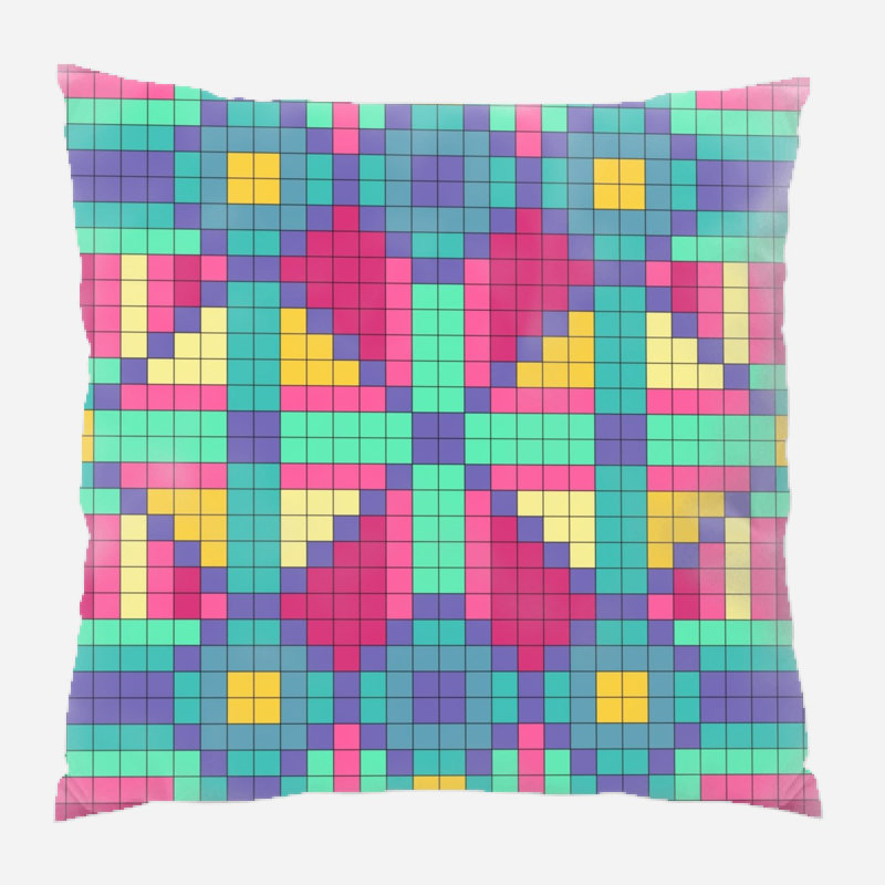 Checkerboard Geometric Microsuede Reversible Throw Pillow