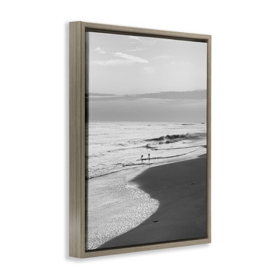  Evening Beach Stroll Framed Floater Canvas Wall Art by Graffi*tee Studios