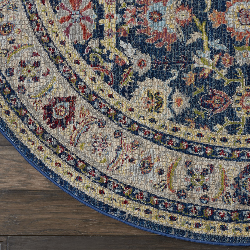 Tapis bleu marine traditionnel Raymond, Rond 4 pi