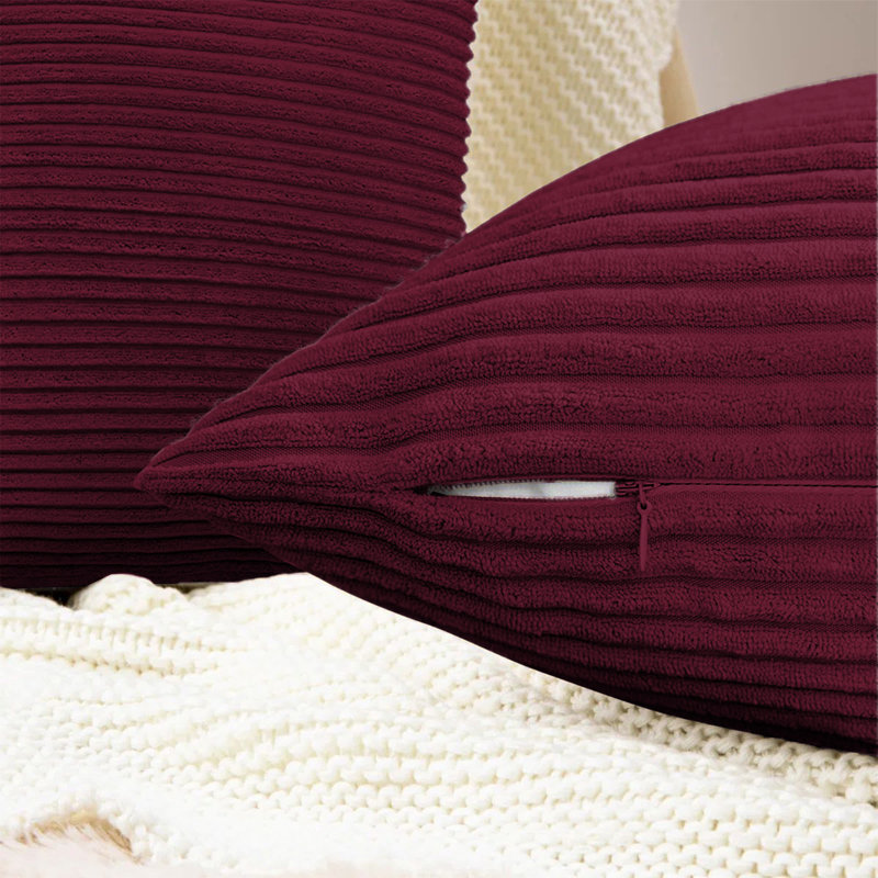 Striped Square Euro Cushion Cover, Red