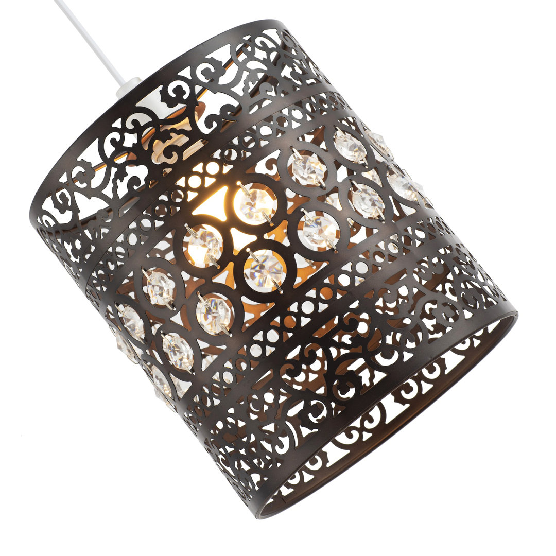 Traditional And Ornate Easy Fit Pendant Shade With Clear Acrylic Droplets By Rosdorf Park