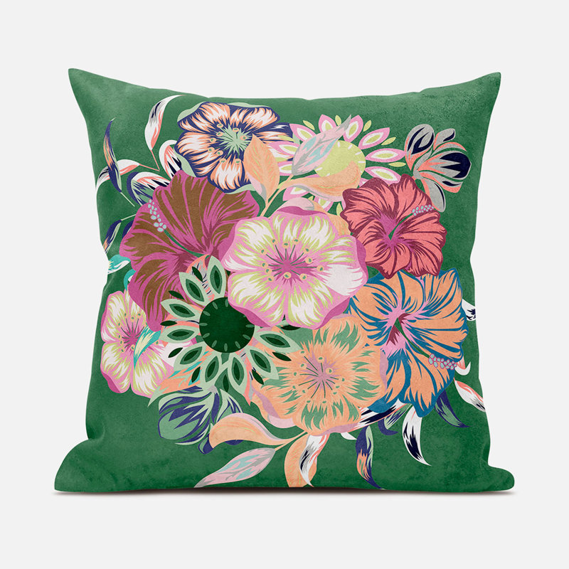 Housse et insert de coussin décoratif en polyester , 18 po x 18 po, Rose / bleu
