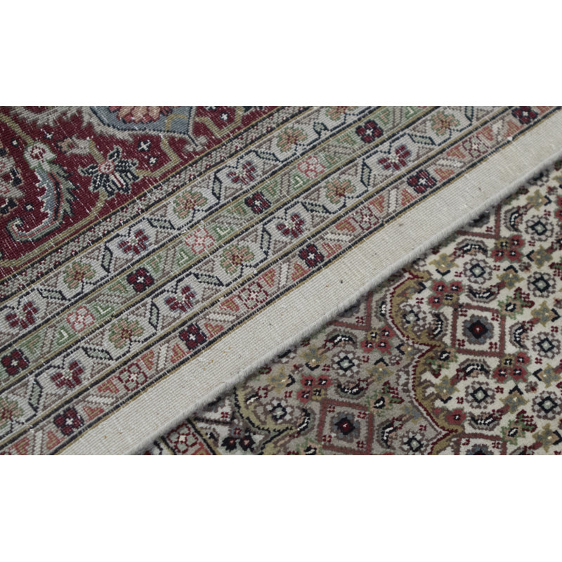 Hand-Knotted High-Quality Cream and Red Area Rug
