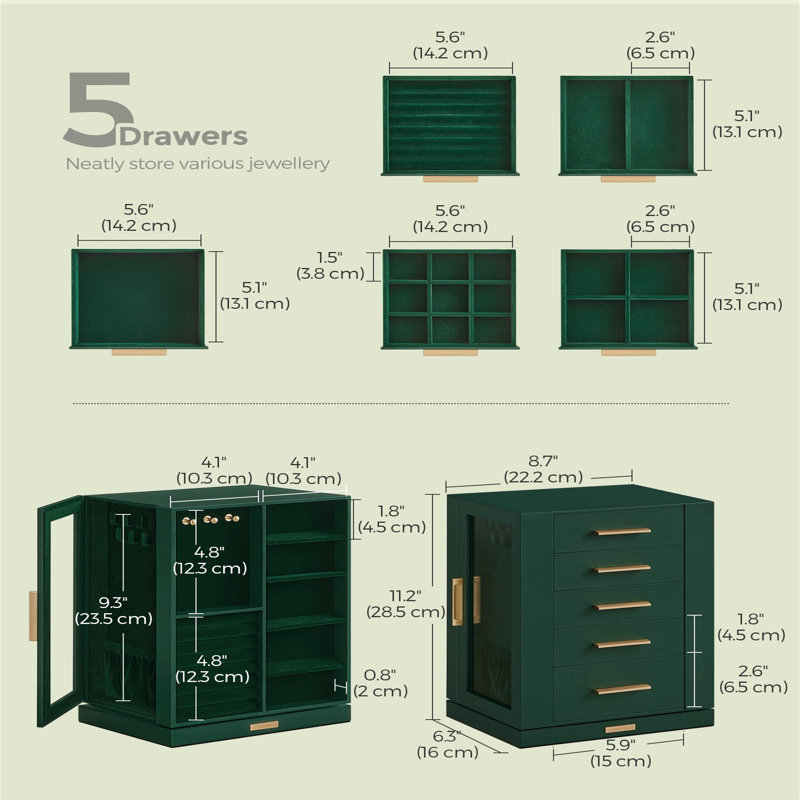 Aylor Jewellery Box +, Green