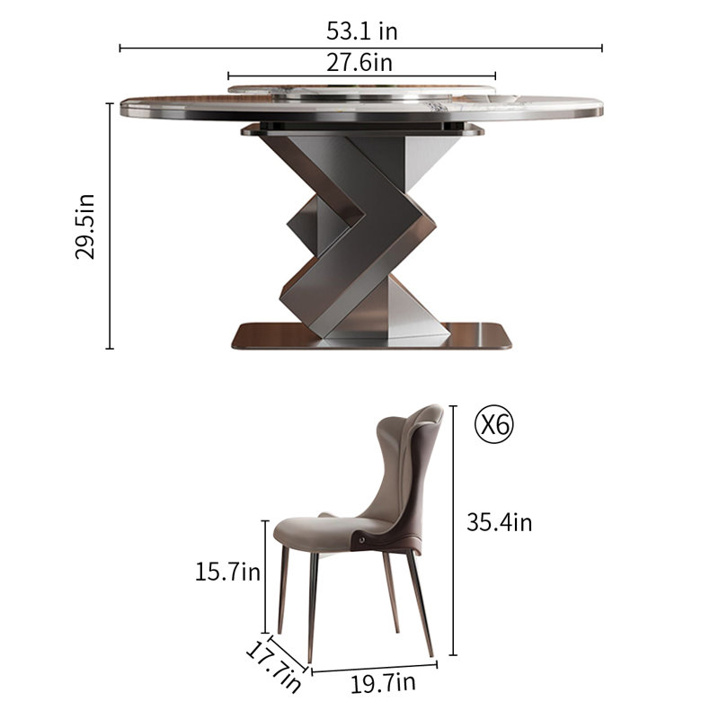 Simple Metal Microlite Round Dining Table Sets, 7