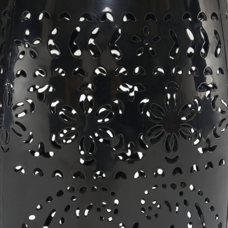 Table d'appoint en mosaïque noire, fonctionnelle et attrayante de 12 po - structure noire thermolaquée pour plus de durabilité