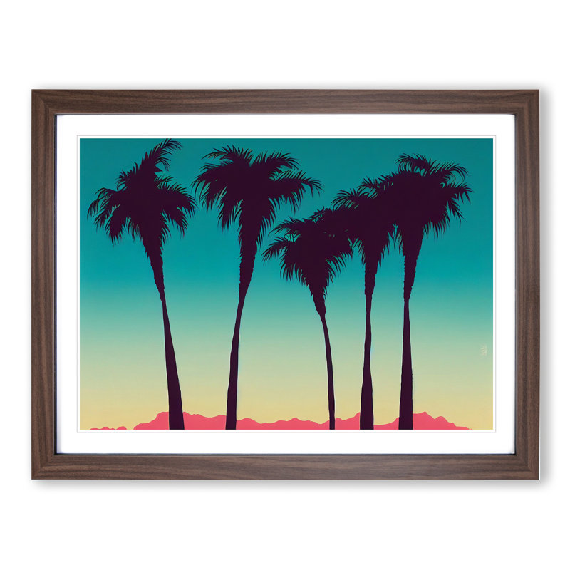 Ethereal Palm Trees - Framed Print, 46cm H x 64cm W x 2cm D, Walnut