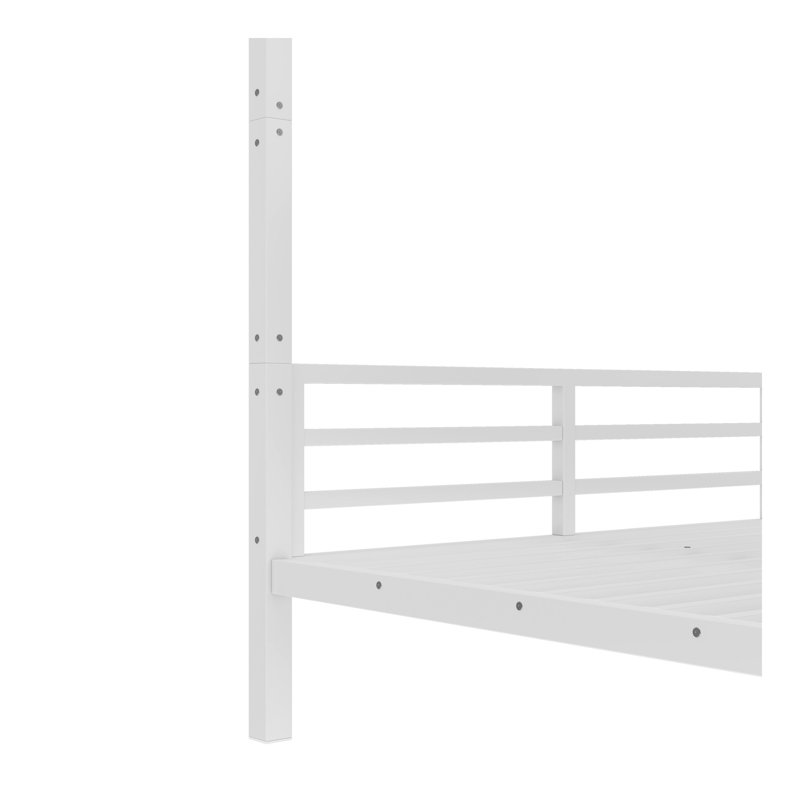 Lit superposé en métal double TG sur TG pour les adolescents et les adultes, peu encombrant / sans bruit de sommier, blanc