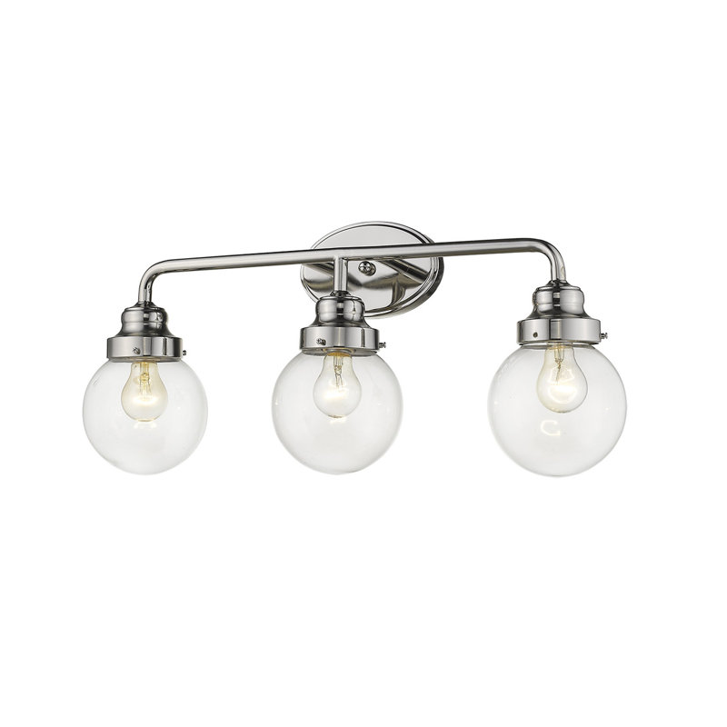 Éclairage pour meuble-lavabo 3 lumières Rabehi, Nickel poli, Transparent