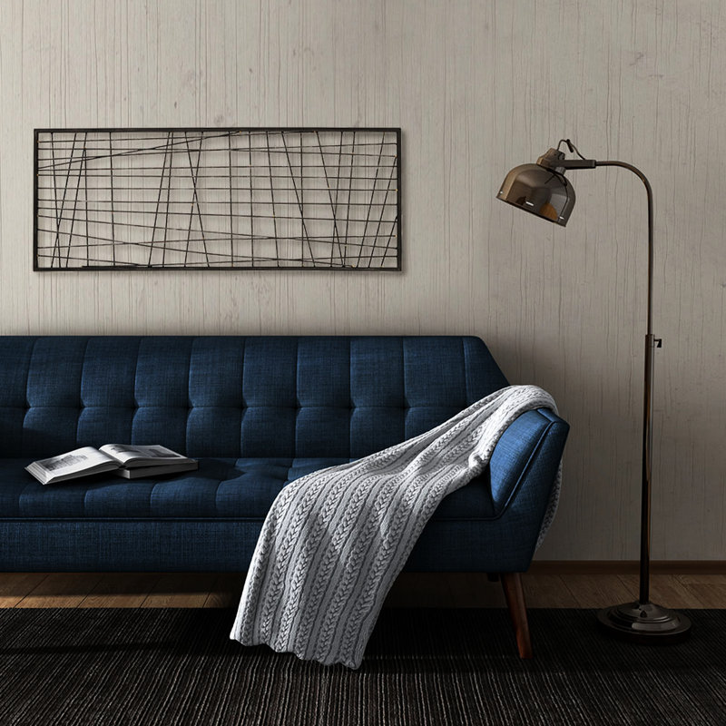 Décoration murale en métal tissé à la main - noir avec un bord d'encre patiné + décor de style lierre dans la finition