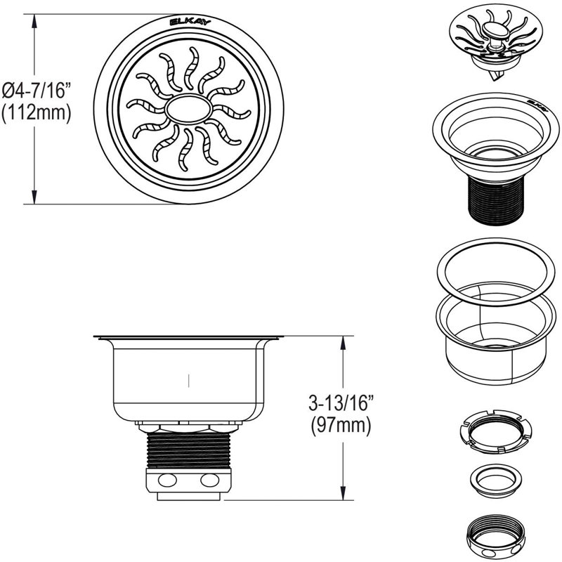 3.5" Pop-Up Kitchen Sink Drain, Chrome
