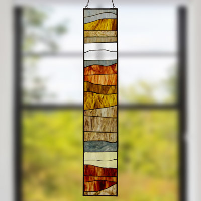 36"H Oversized Geometric Stained Glass Window Panel
