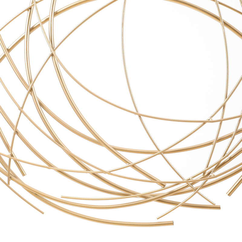 Décoration murale abstraite moderne faite à la main en métal, Doré, H 25,5 po x l 25,5 po x P 0,5 po