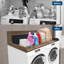 Rangement de comptoir à linge à 2 niveaux en noyer avec 2 tiroirs et rails surélevés en noyer de 54 po, tablette de rangement imperméable pour laveuse et sécheuse