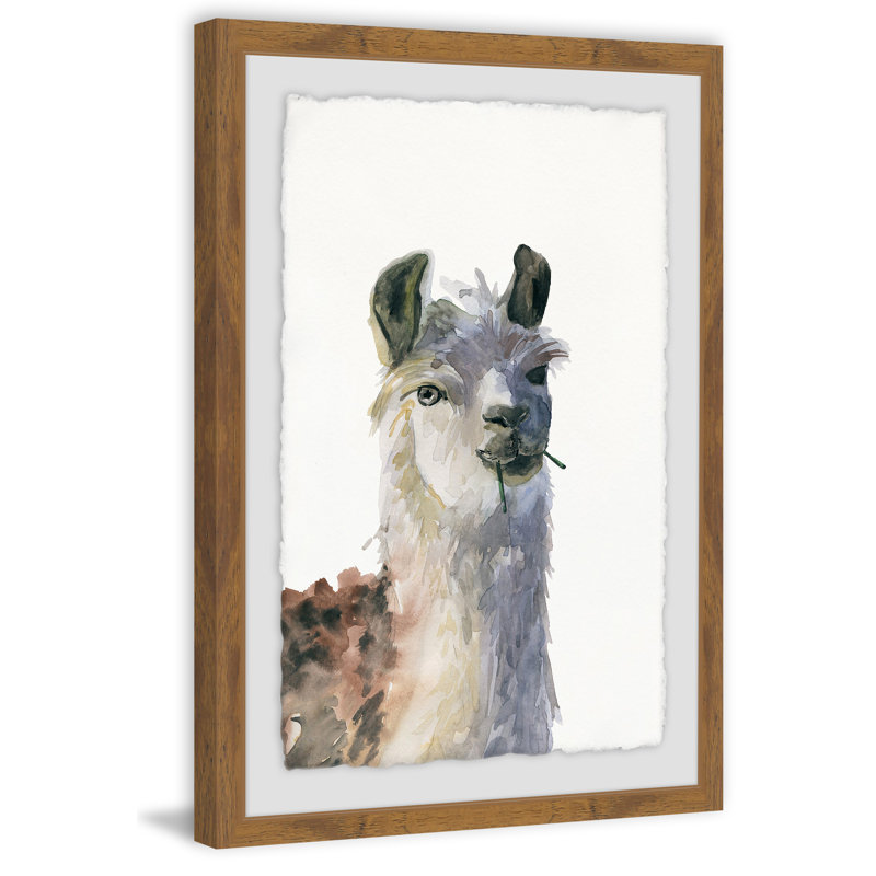 Chewing Llama - Single Picture Frame Painting, 46 cm H x 30 cm W