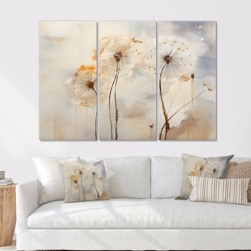Minimalisme pissenlit - ensemble d'art sur toile pissenlit, H 40 po x l 60 po