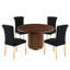 Ensemble de table ronde 5 pièces avec 4 chaises de salle à manger rembourrées, table de poker convertible et table de salle à manger avec porte-gobelets, accents dorés, sièges 4-128975923